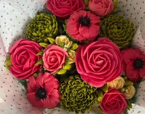 pink and green bouquet with anemone pink and green bouquet with anemone